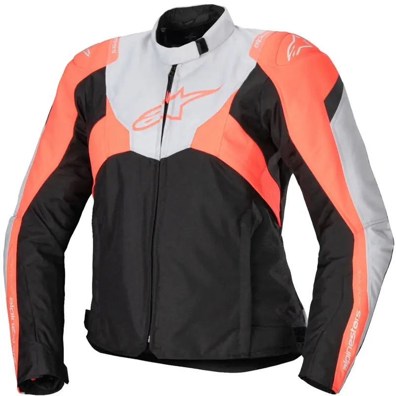 Dámská bunda na motorku Alpinestars Stella T-Jaws 4 Waterproof černo-šedo-fluo červená Novinka