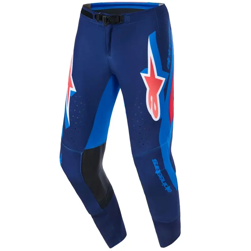 Zlevněný Motokrosové kalhoty Alpinestars Supertech Vista tmavě modro-korálovo-cobaltové
