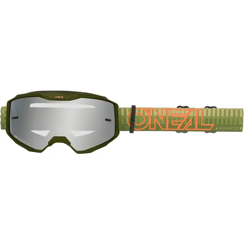 Nejlepší Volba Motokrosové brýle O´Neal B-10 Striped zeleno-oranžové (zrcadlové stříbrné plexi)