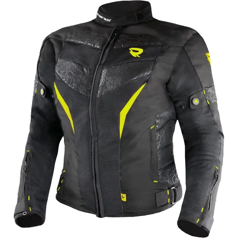 Dámská bunda na motorku Street Racer Rose Air černo-fluo žlutá Oblíbený