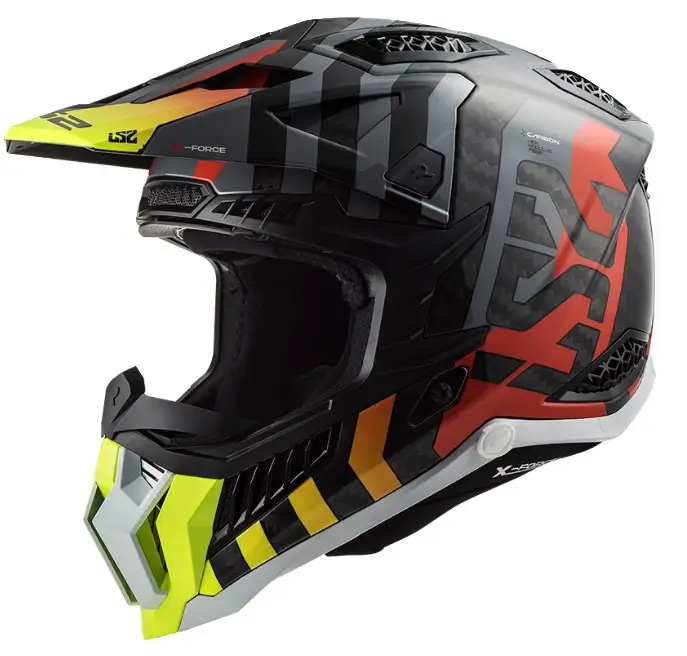 Výhodná Nabídka Motokrosová přilba LS2 MX703 C X-Force Barrier H-V černo-šedo-červeno-žlutá