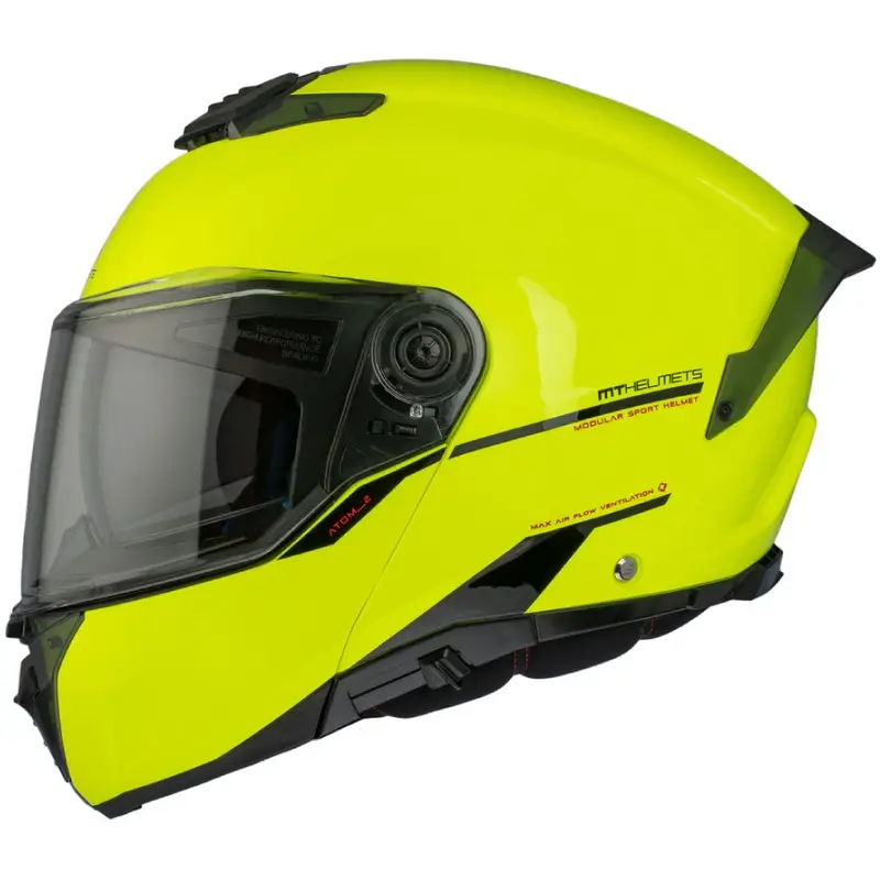 Vyklápěcí helma na motorku MT ATOM 2 SV SOLID A3 fluo žlutá lesklá Poslední Šance