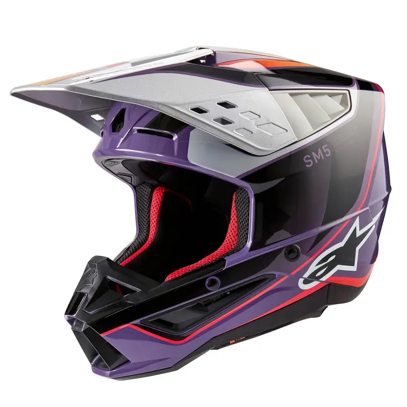 Autentický Motokrosová helma Alpinestars S-M5 Sail fialovo-černo-stříbrná