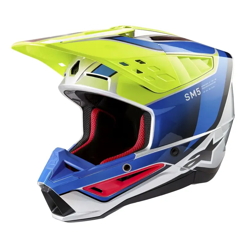 Motokrosová helma Alpinestars S-M5 Sail fluo žluto-modro-stříbrná Originální