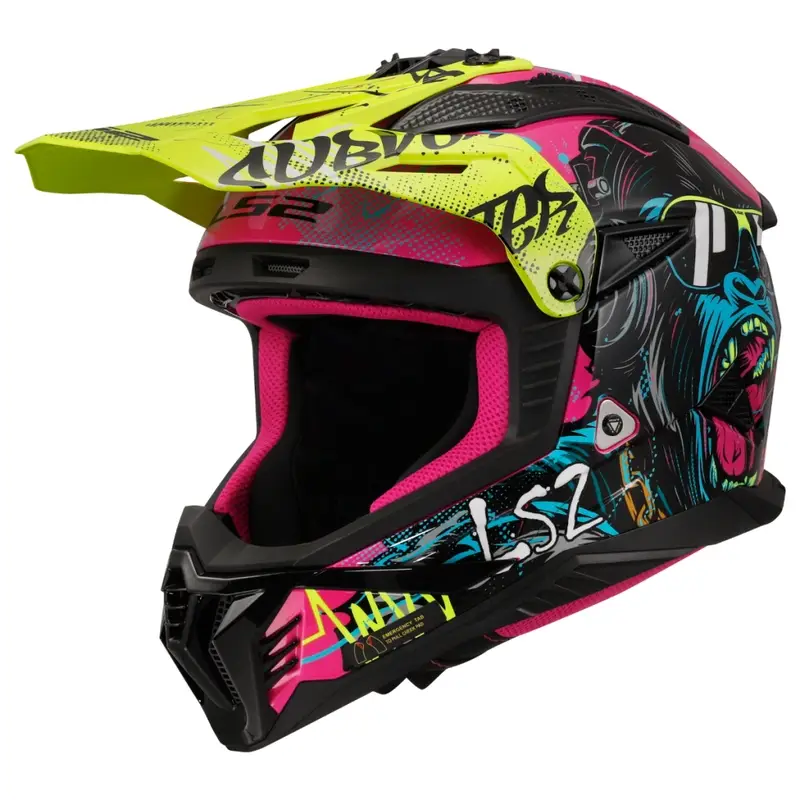 Rychlé Dodání Motokrosová helma LS2 MX708 Fast II Gorilla fialovo-žlutá