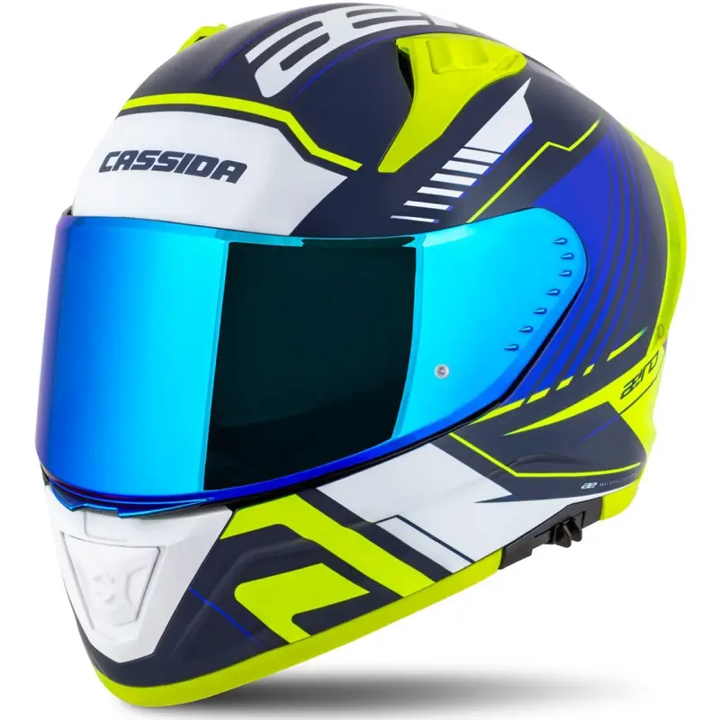 Integrální helma na motorku Cassida Aero Drome modro-fluo žluto-světle modro-bílá Cenová Bomba