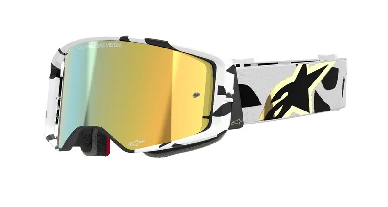 Motokrosové brýle Alpinestars Supertech Corp bílo-zlaté se zrcadlovým zlatým zorníkem Poslední Šance