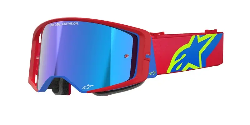 Motokrosové brýle Alpinestars Supertech Corp červeno-modré se zrcadlovým stříbrným zorníkem Výprodej