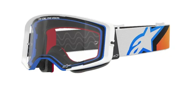 Časově Omezené Motokrosové brýle Alpinestars Supertech Corp modro-oranžové s čirým zorníkem výprodej