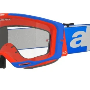 Akční Cena Motokrosové brýle Alpinestars Vision 8 Wordmark modro-oranžové s čirým zorníkem výprodej