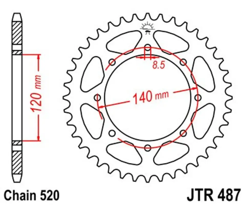 Řetězová rozeta JT JTR 487-43 43 zubů, 520 Finální Výprodej