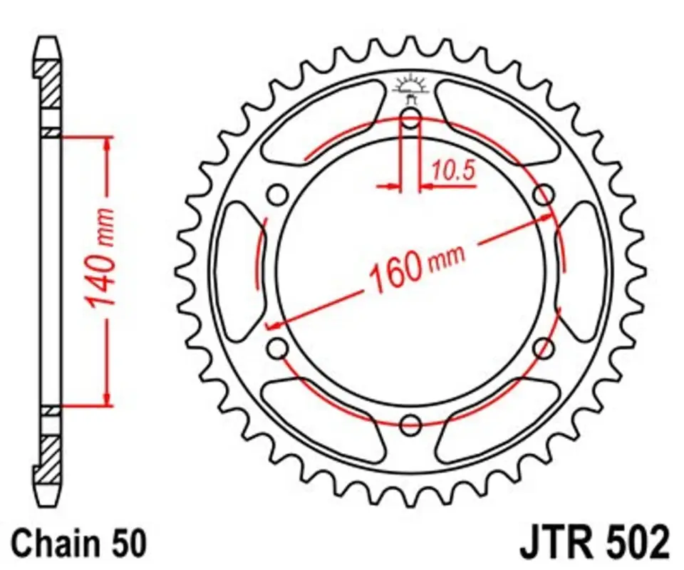 Řetězová rozeta JT JTR 502-45 45 zubů, 530 Výhodná Nabídka