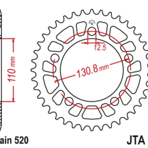 Must-Have Hliníková řetězová rozeta JT JTA 75-44BLK 44 zubů, 520 černá
