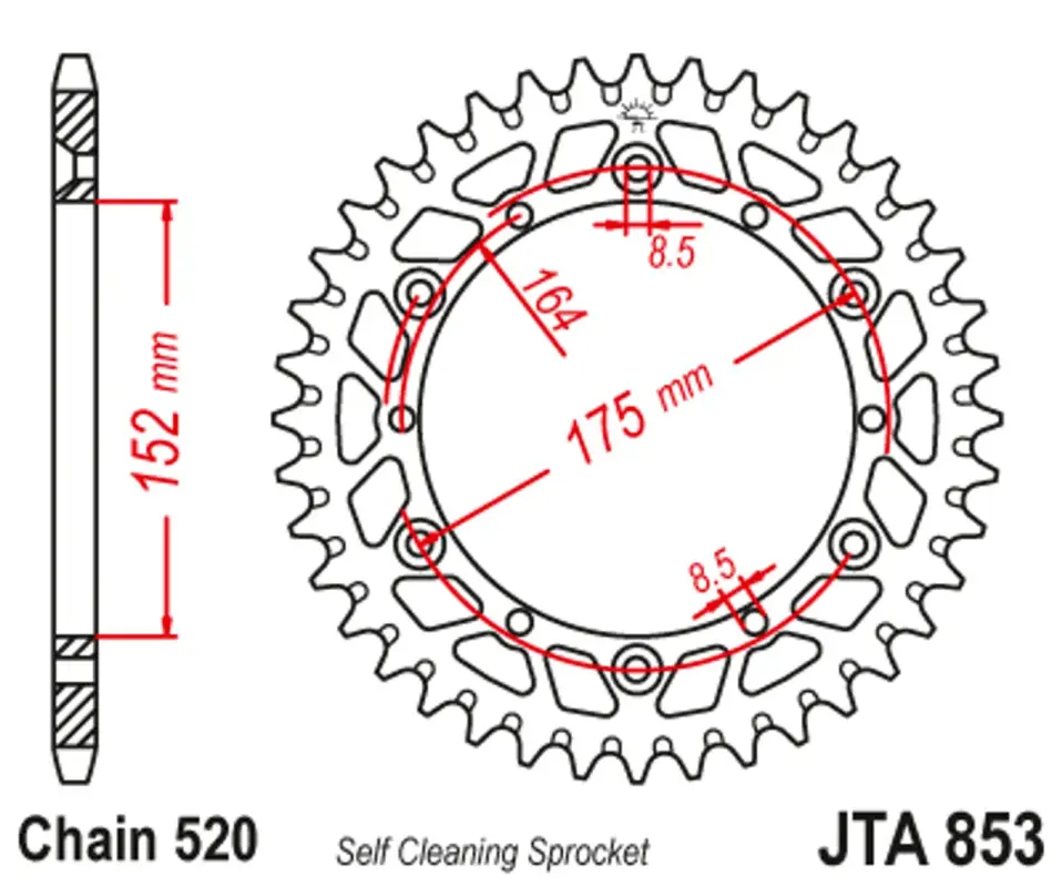 Hit Sezóny Hliníková řetězová rozeta JT JTA 853-48BLK 48 zubů, 520 černá