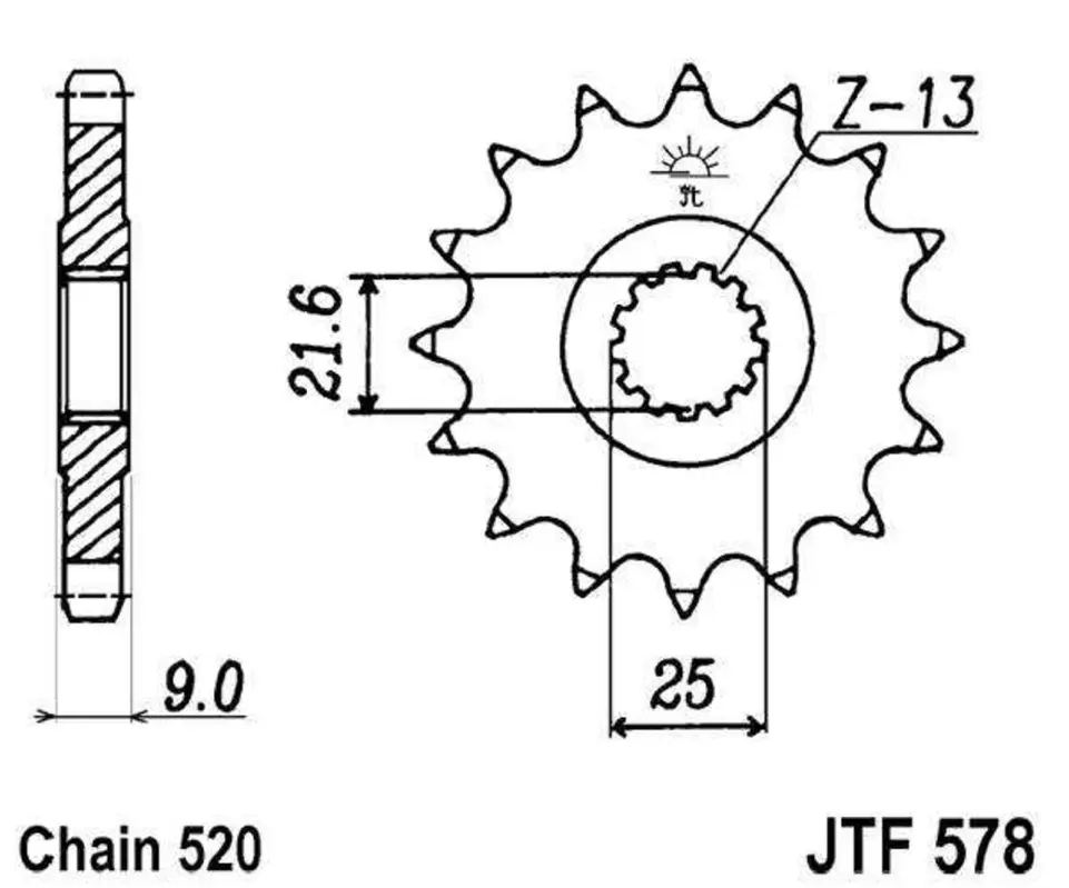 Ověřený Řetězové kolečko JT JTF 578-16 16 zubů, 520