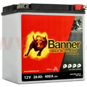 baterie 12V, ETX 30 l, 26Ah, 400A, BANNER Bike Bull AGM PRO 168x131x197 Sleva