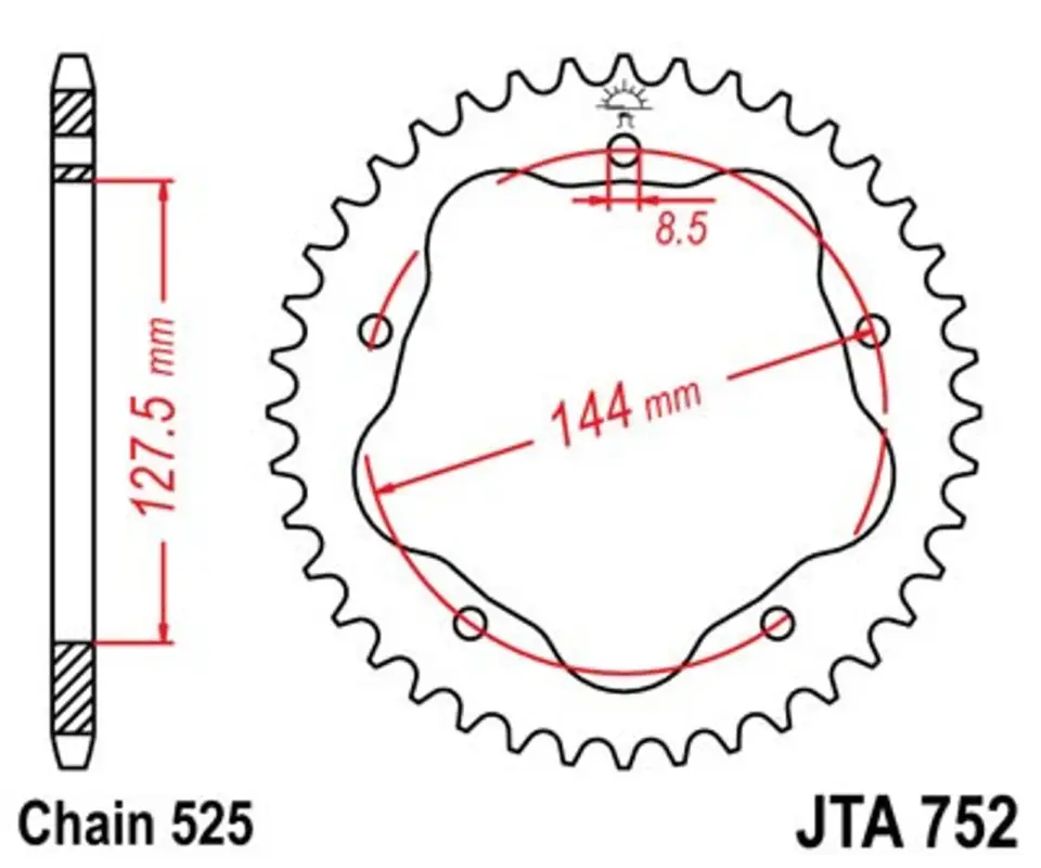 Hliníková řetězová rozeta JT JTA 752-42BLK 42 zubů, 525 černá Sleva