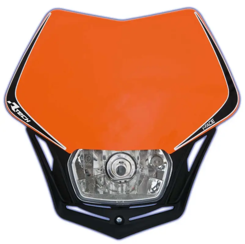 Zlevněný UNI přední maska včetně světla V-Face, RTECH (oranžovo-černá)