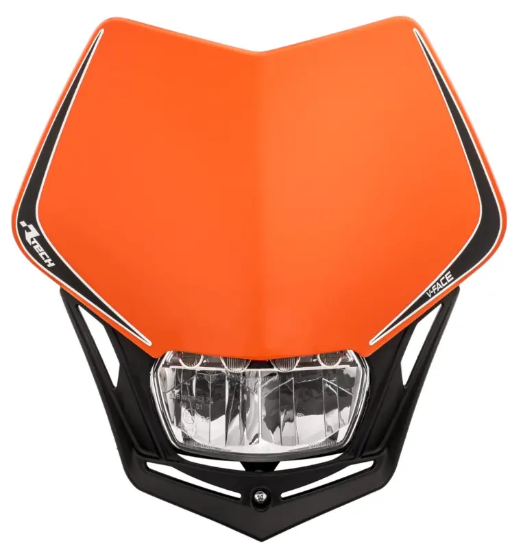 Časově Omezené UNI přední maska včetně světla V-Face FULL LED, RTECH (oranžová/černá)