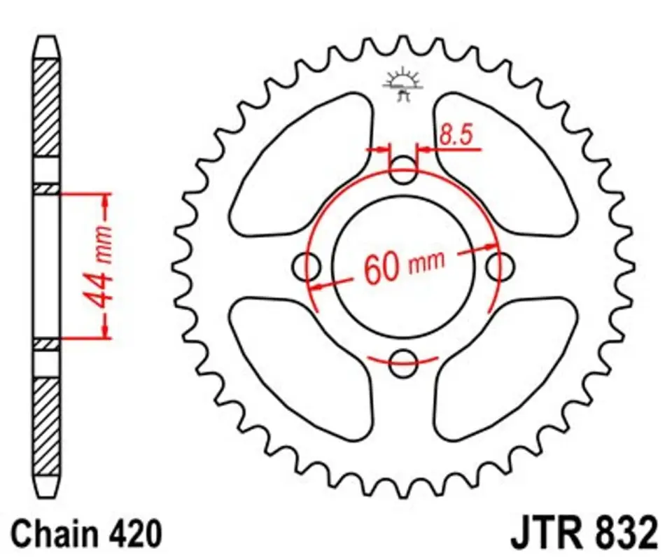 Nejlepší Volba Řetězová rozeta JT JTR 832-45 45 zubů, 420