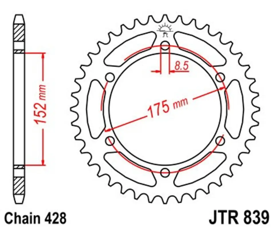 Řetězová rozeta JT JTR 839-55 55 zubů, 428 Speciální Cena