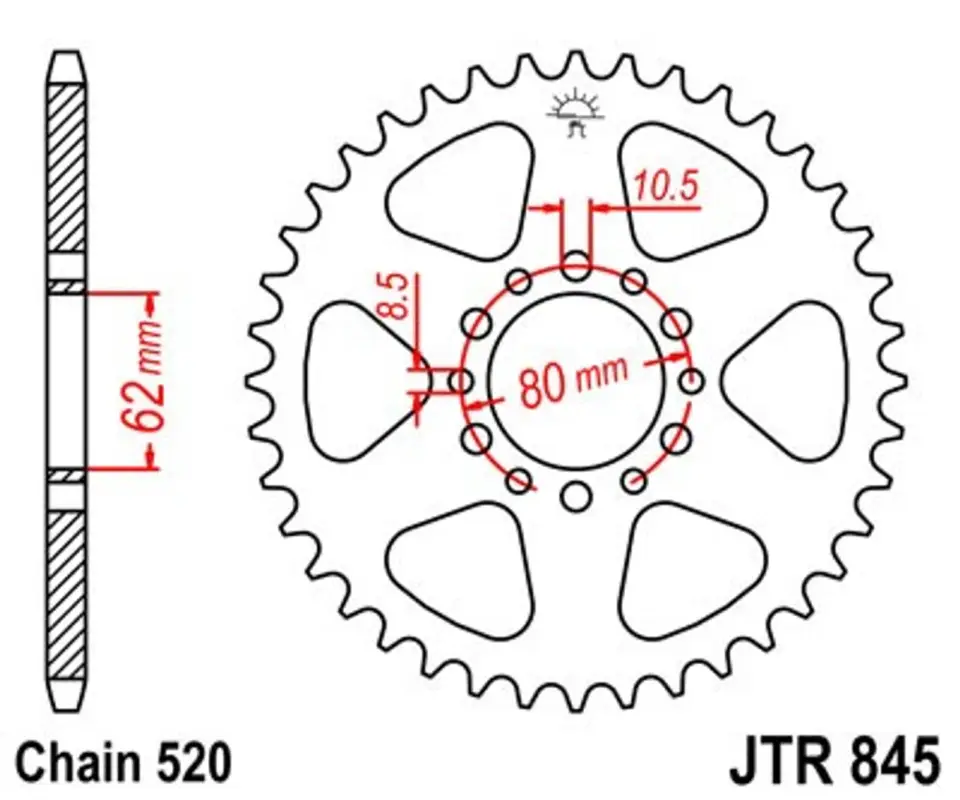 Řetězová rozeta JT JTR 845-46 46 zubů, 520 Omezená Nabídka