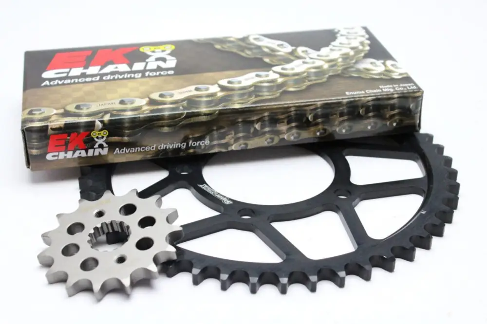 Řetězová sada EK PREMIUM EK + SUPERSPROX se zlatým řetězem řady MVXZ2 -absolutní TOP kvalita Výprodej