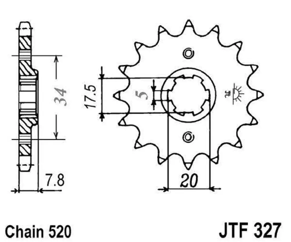 Řetězové kolečko JT JTF 327-12 12 zubů, 520 Zlevněný