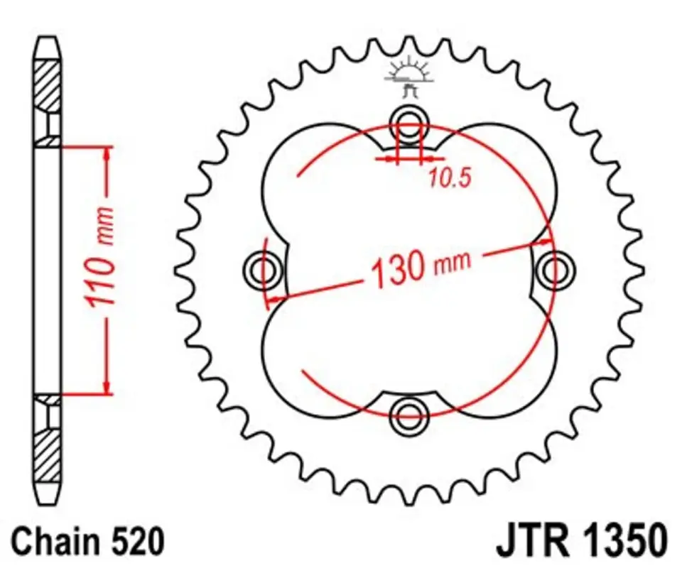 Dokud Zásoby Vydrží Řetězová rozeta JT JTR 1350-38 38 zubů, 520