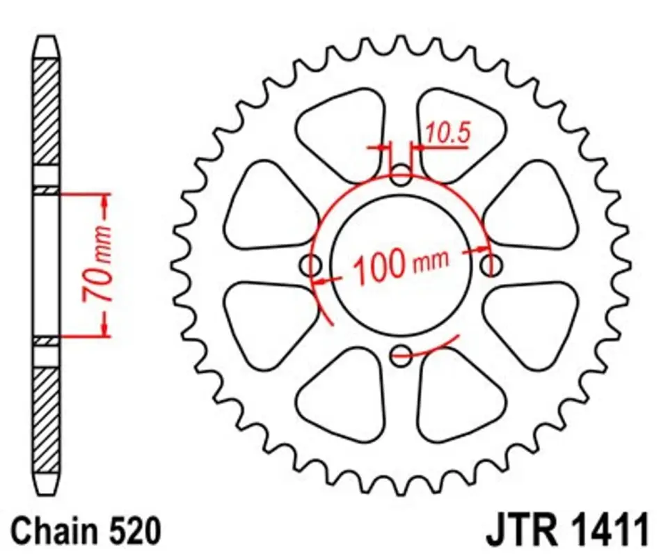 Řetězová rozeta JT JTR 1411-50 50 zubů, 520 Autentický