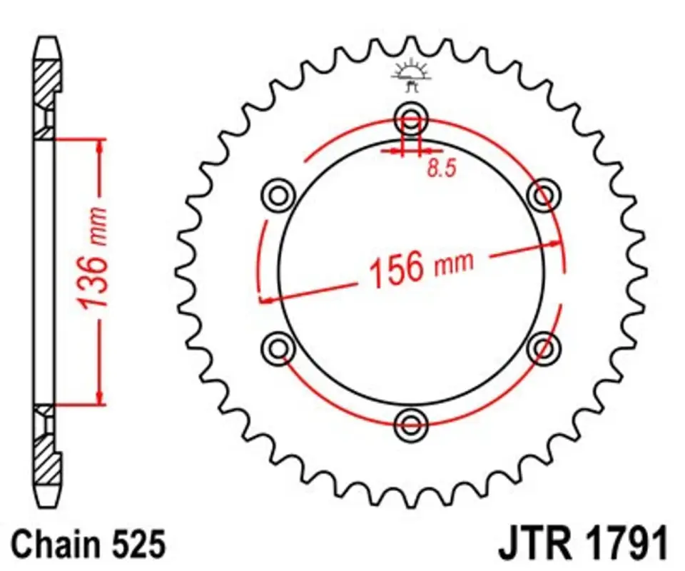 Řetězová rozeta JT JTR 1791-42 42 zubů, 525 Akce