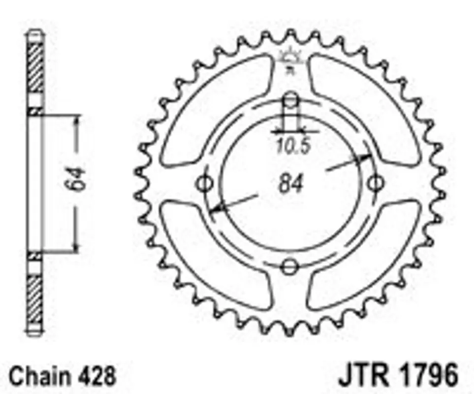 Řetězová rozeta JT JTR 1796-49 49 zubů, 428 Vrácení Zdarma