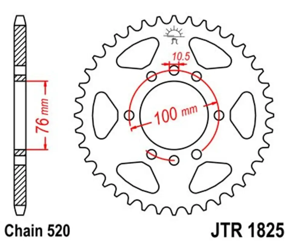 Řetězová rozeta JT JTR 1825-38 38 zubů, 520 Aktuální