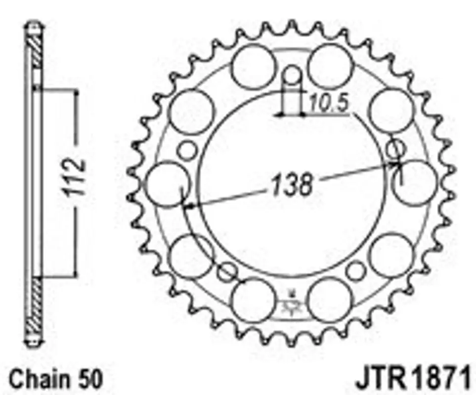 Řetězová rozeta JT JTR 1871-52 52 zubů, 530 Jen Po Omezenou Doba