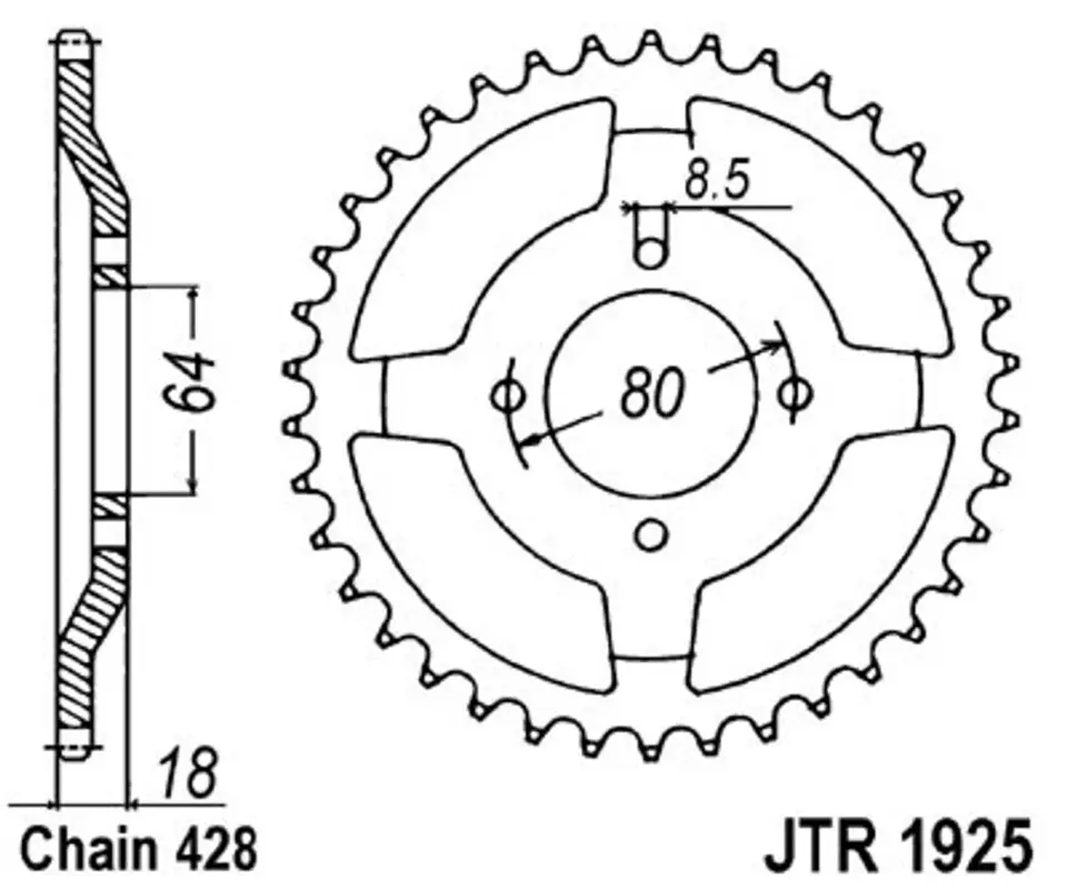 Řetězová rozeta JT JTR 1925-51 51 zubů, 428 Výhodná Nabídka