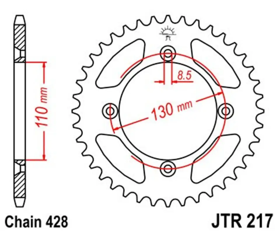 Přímo Od Výrobce Řetězová rozeta JT JTR 217-50 50 zubů, 428