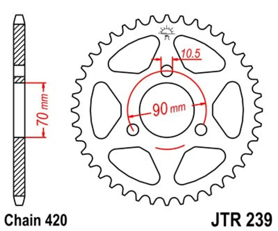 Řetězová rozeta JT JTR 239-48 48 zubů, 420 Odeslání Ihned