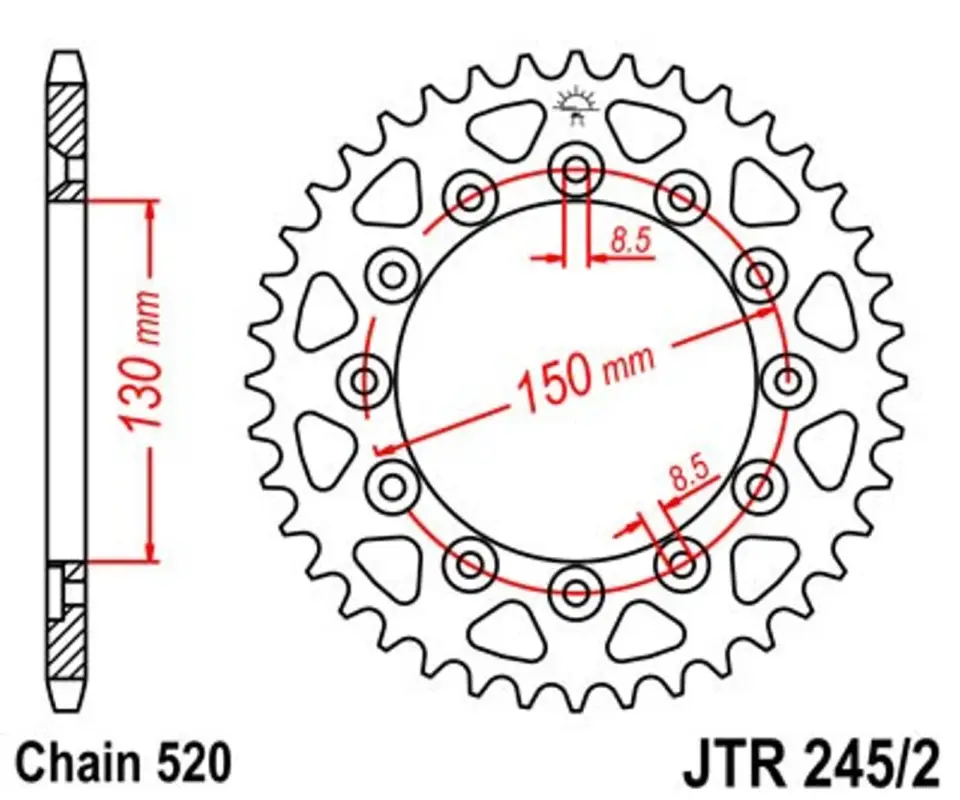 Sleva Řetězová rozeta JT JTR 245/2-45 45 zubů, 520