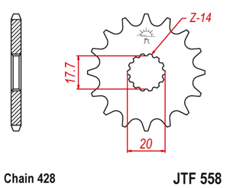 Vrácení Zdarma Řetězové kolečko JT JTF 558-16 16 zubů, 428