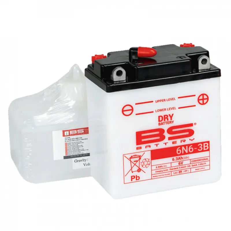 Konvenční motocyklová baterie BS-BATTERY 6N6-3B Včetně balení kyseliny Koupit Online