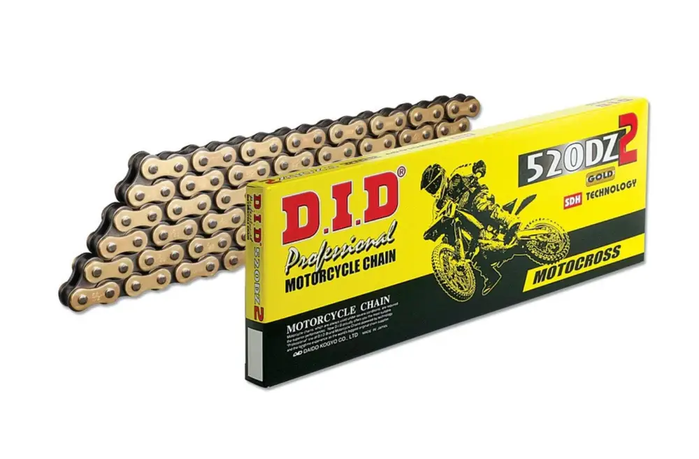 Motokrosový závodní řetěz D.I.D Chain 520DZ2 SDH 112 článků Zlatá/Černá Hit Sezóny