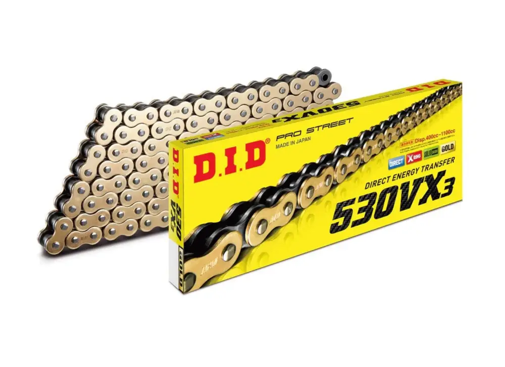 VX série X-Kroužkový řetěz D.I.D Chain 530VX3 110 článků Zlatá/Černá Originální