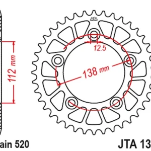 Akční Nabídka Hliníková řetězová rozeta JT JTA 1316-47BLK 47 zubů, 520 černá