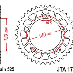 Hliníková řetězová rozeta JT JTA 1792-45BLK 45 zubů, 525 černá Nejlepší Volba