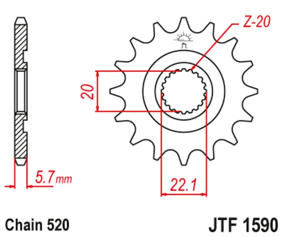 Expresní Doručení Řetězové kolečko JT JTF 1590-13 13 zubů, 520
