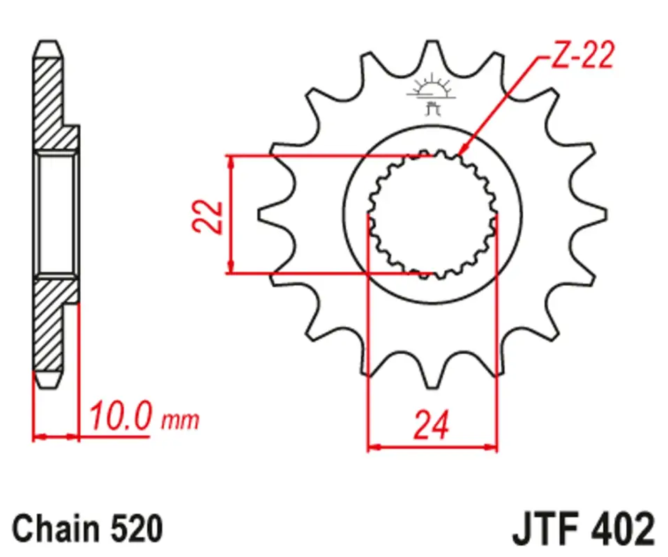 Víkendová Akce Řetězové kolečko JT JTF 402-16 16 zubů, 520