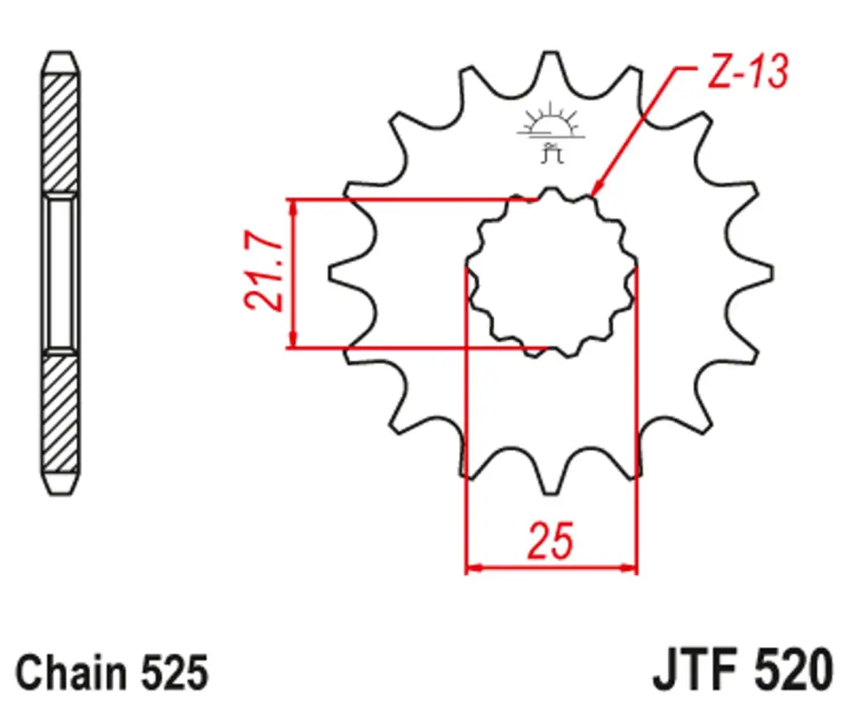 Autentický Řetězové kolečko JT JTF 520-15 15 zubů, 525