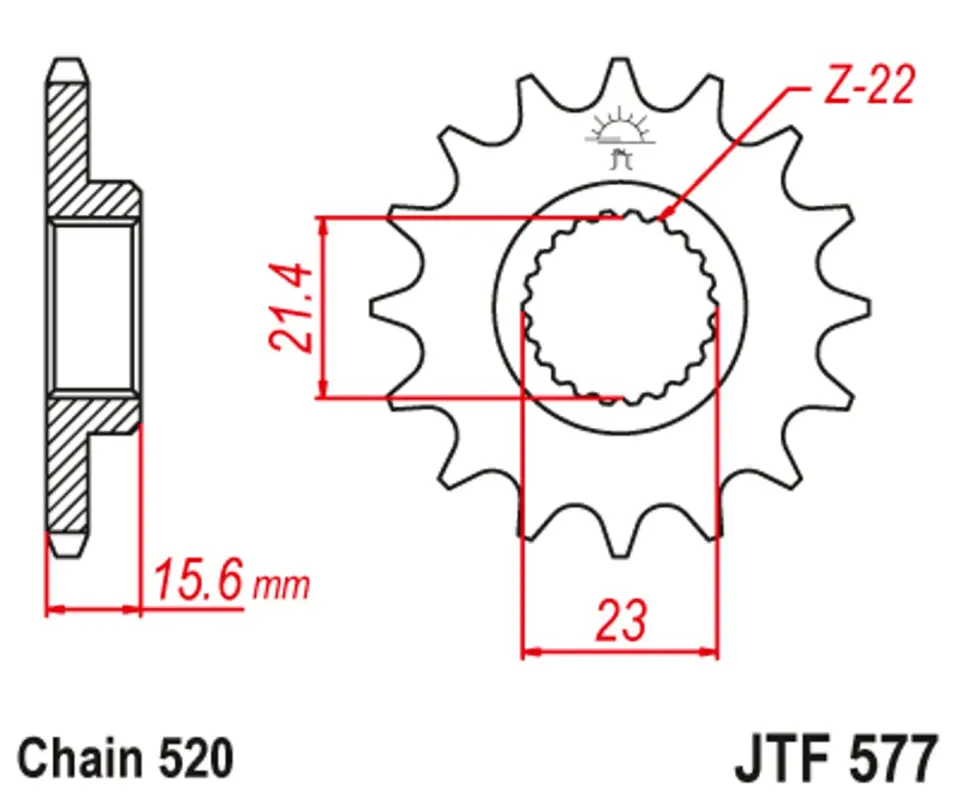 Odeslání Ihned Řetězové kolečko JT JTF 577-15 15 zubů, 520