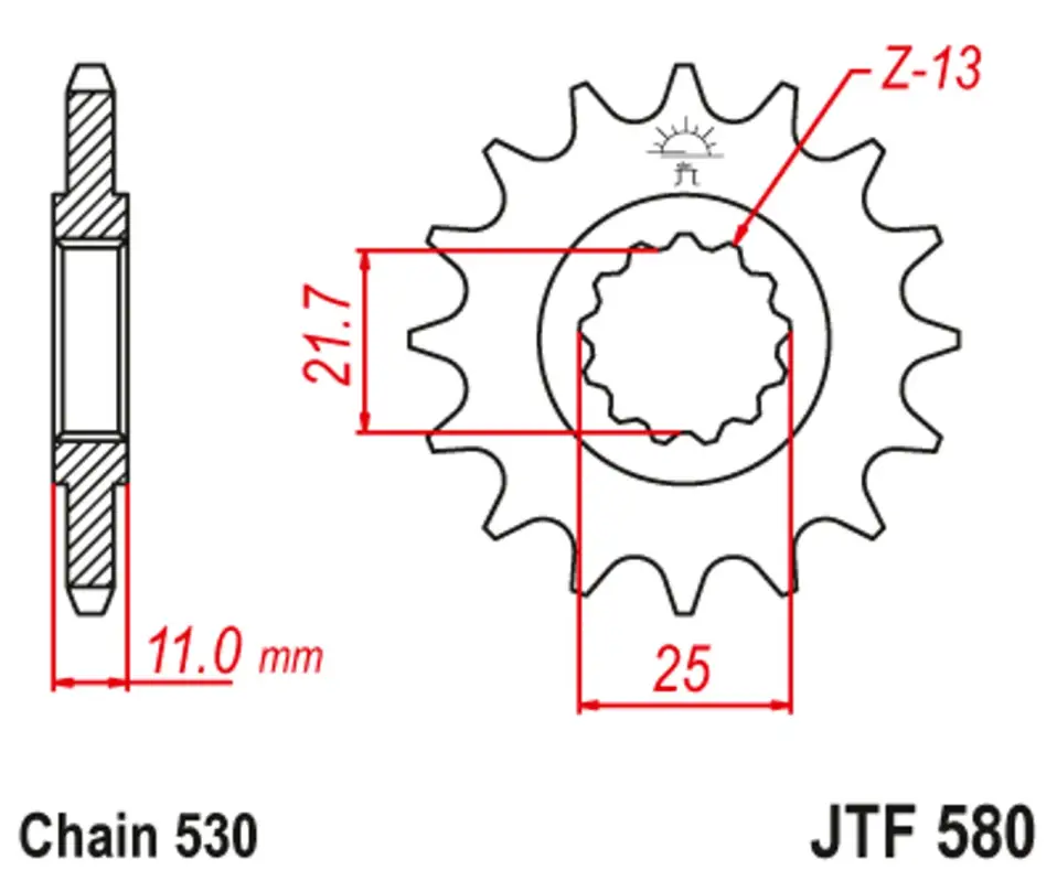 Odeslání Ihned Řetězové kolečko JT JTF 580-17 17 zubů, 530