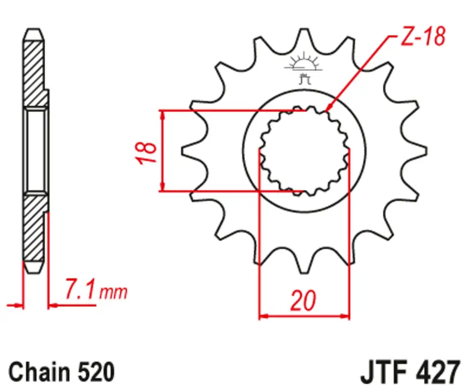 Řetězové kolečko JT JTF 427-13 13 zubů, 520 Levný